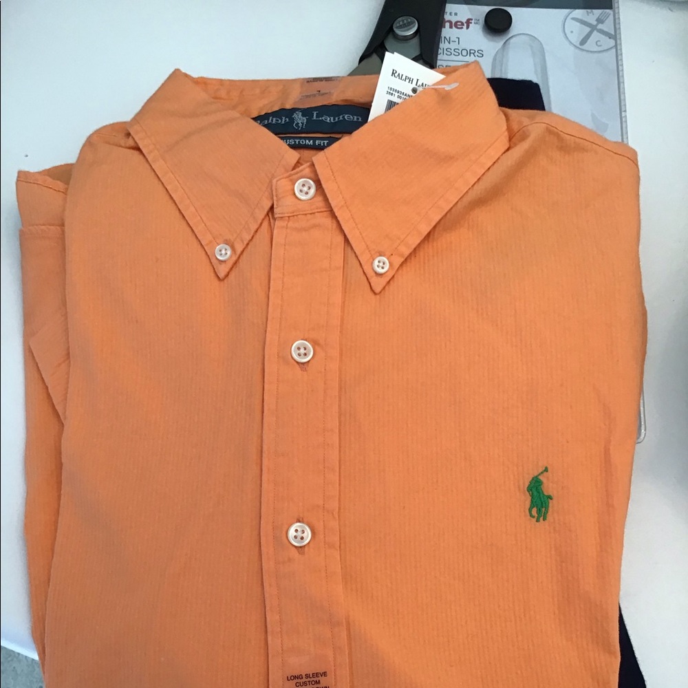 Ralph Lauren new orange button down shirt Large, NWT